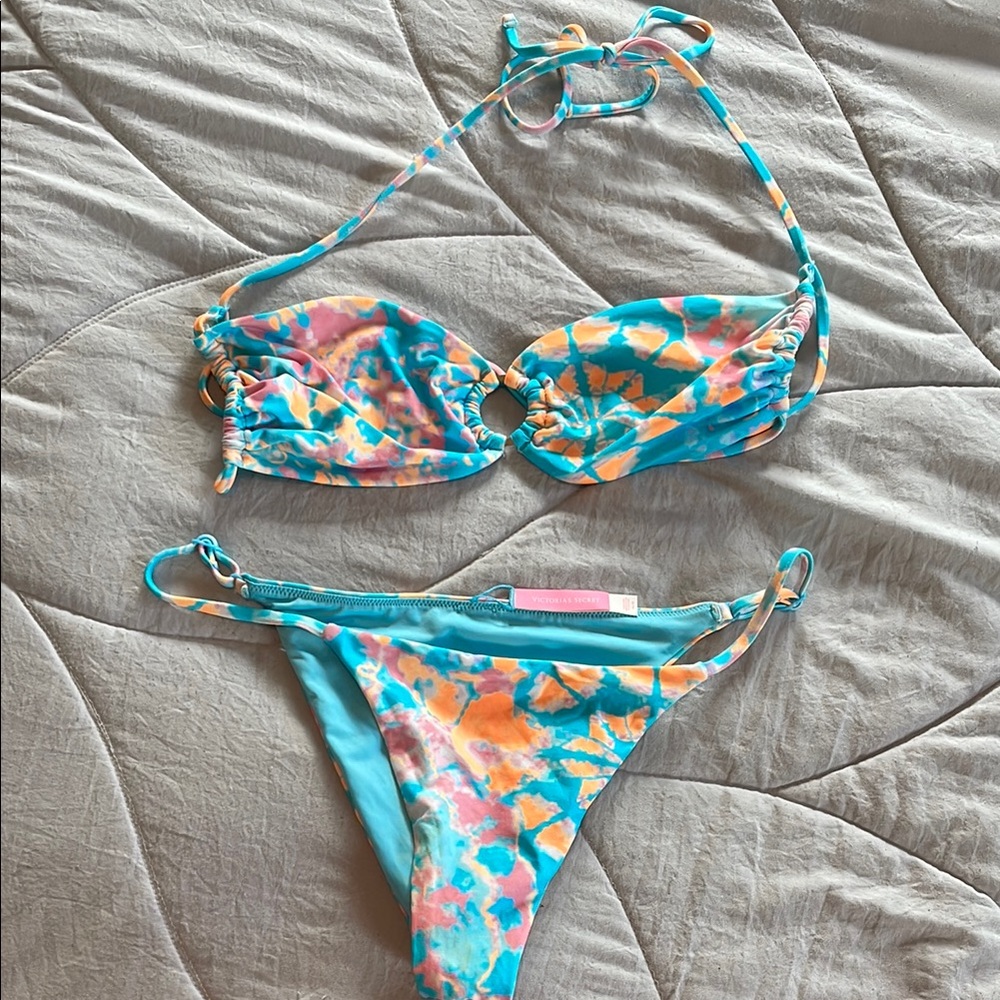Victoria's Secret Blue and Orange Bikini with Twist Detail